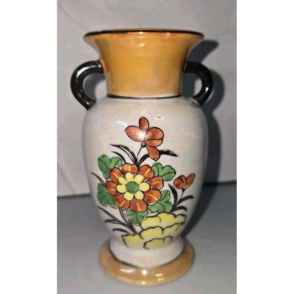 Other - Vintage Japanese Lusterware Ceramic Bud Vase Flowers With Black Handles...